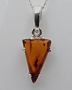 Pendente In Design Di Ambra 925 Argento Sterling Collana Dalla Lituania - Foto 1 di 8