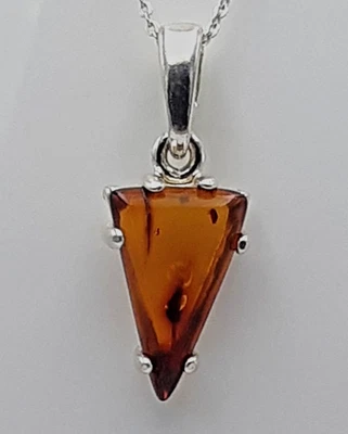 Pendente In Design Di Ambra 925 Argento Sterling Collana Dalla Lituania - Immagine 1 di 4
