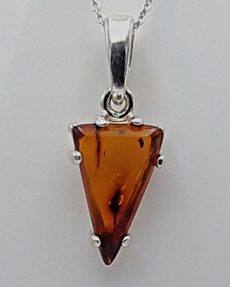 Pendente In Design Di Ambra 925 Argento Sterling Collana Dalla Lituania - Immagine 1 di 4