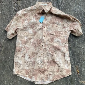 Camicia Orvis All Over Stampa Bottoni Manica Corta Uomo Grande Cotone - Foto 1 di 5