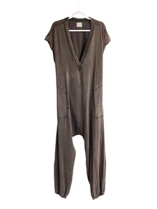 Free People FP Movement Black Hot Shot S/S V-neck Jumpsuit Romper Sz Large NWT - Picture 1 of 18