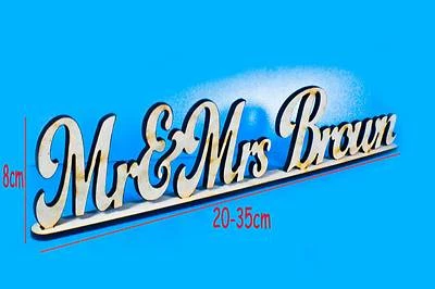 Personalised Mr & Mrs + Custom Name MDF Wooden Standing Plaques Signs Wedding - image 1 of 4
