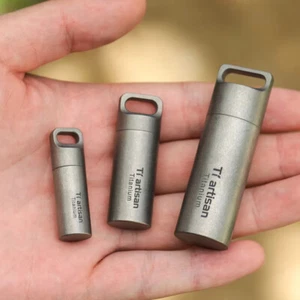 Titanium Mini Waterproof Pill Box EDC Medicine Container Outdoor Travel Bottle - Picture 1 of 19