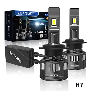 BEVINSEE 2PCS H7 LED Headlight Bulbs Conversion Kit White 6000K 120W 30000LM - Picture 1 of 9