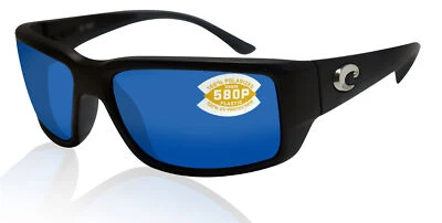 Costa Del Mar Fantail Marco Negro Mate Espejo Azul Lente Plástico Polarizado Foto 1 de 4