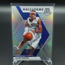 2019-20 PANINI MOSAIC ALLEN IVERSON HALL OF FAME REACTIVE BLUE PRIZM CARD #287