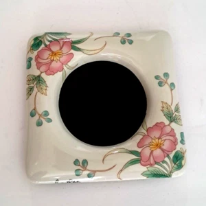 Vintage Sandra Pailet Picture Frame 5x5 Signed 3" Photo Round Japan Porcelain - Picture 1 of 12
