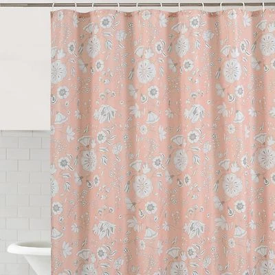 Cortina de Ducha Essential Home Silhouette Tela Floral Coral 72 x 72" Foto 1 de 2
