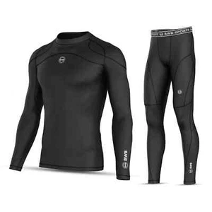 Men's Compression Armour Base layer Top Skin Fit Shirt + Pants / Tights set - Picture 1 of 11