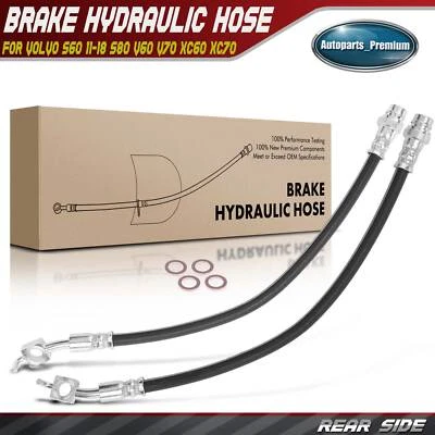 2x Rear Left & Right Outer Brake Hydraulic Hose for Volvo S60 S80 V60 V70 XC60 - Image 1 of 4