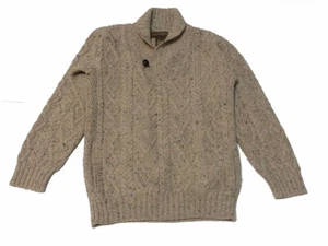 Inis Crafts Hombre Talla S Lana Beige Suéter Estilo Pescador Hecho en Irlanda - Imagen 1 de 10