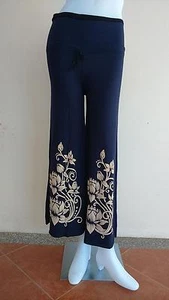 Lotus Hippie Hippy Boho Pantaloni Donna Pantaloni Blu Navy B10 - Foto 1 di 1