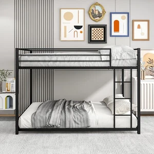 Metal Bunk Bed Full Over Full with Guard Rails, Heavy Duty Space-Saving Design - Picture 1 of 8