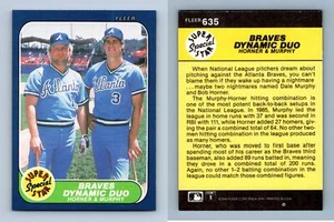 Horner & Murphy #635 Fleer 1986 Baseball Trading Card - Picture 1 of 1