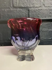 VTG Chribska Josef Hospodka Czech Organic Purple & Red Glass Pedestal Vase SF1 - Picture 1 of 7