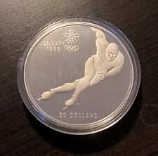 1985 Canada $20 1988 Calgary Olympics Proof Silver Speed Skating Coin