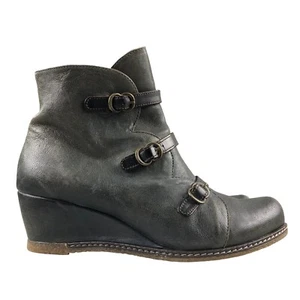 Eric Michael SPAIN Womens UK 38 (7.5-8) Lena Brown Steampunk Wedge Ankle Booties - Picture 1 of 16