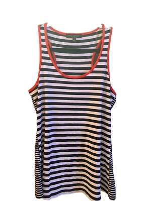 Camiseta sin mangas para mujer sobre verde a rayas blancas y negras talla pequeña hecha en EE. UU. Foto 1 de 4