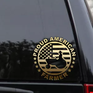 Farmer Proud American Decal Sticker Flag Farm Tractor Farming Truck Car Window - Bild 1 von 2