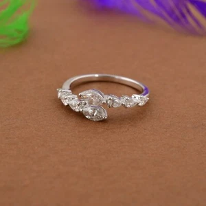 0.77 Ct Lab Grown CVD Diamond Ring 18k White Solid Gold Anniversary Gift - Picture 1 of 6