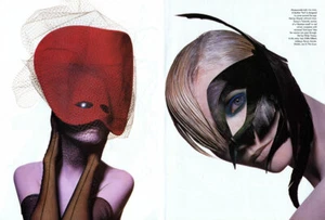 1996 Irving Penn Nadja Auermann sombrero Philip Treacy 4 páginas editorial revista - Imagen 1 de 2