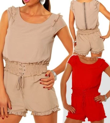 SeXy Miss Damen romantic Volant Shorty Overall kurze Hose Einteiler 34/36 38/40 - Bild 1 von 2