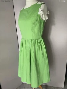 Lindy Bop Apple Green Audrey Lace Shoulder Dress with Pockets `Uk14 PB9 NWT - Picture 1 of 12