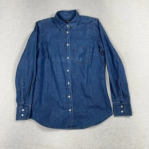 J Crew Shirt Womens XS Blue Long Sleeve Chambray Button Up Writer 100% Classic - Picture 1 of 8