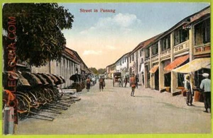 ae9063 - MALAYA -  VINTAGE POSTCARD - Street in  Penang - Picture 1 of 1