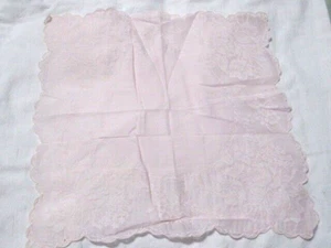 Vintage Ladies Pink Roses Bridal Sheer Hanky 11” Unused Nice! - Picture 1 of 4