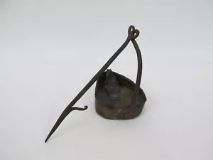 Frühe Kupfer Betty Lampe mit Haken Primitiv Antik - Bild 1 von 3