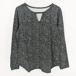 Top de manga larga Elizabeth & Clarke Keyhole StainTech negro blanco para mujer talla M - Imagen 1 de 4