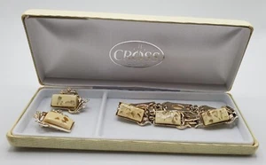 Vintage Coro Confetti Lucite Bracelet Clip On Earrings Jewelry Glam Hollywood - Picture 1 of 8