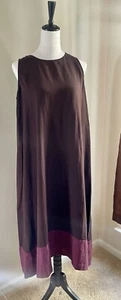 Eskandar Vintage Designer 100% Linen Sleeveless, Two Tone, A-Line Shift Dress - Picture 1 of 10