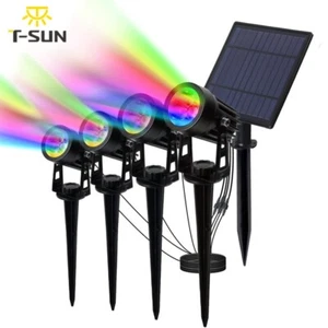 T-SUN 4Pcs Solar Spot Light LED Outdoor Waterproof Lights Path Yard Garden Lamps - Picture 1 of 8