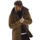 Men Lamb Fleece Jacket Winter Thickened Warm Mid Length Suede Parker Cotton Coat
