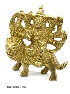 Durga Mata Shera Wali Vaishno Ambe Kaali Maa Ottone Statua Indù Dio Pooja Shakti - Picture 1 of 6