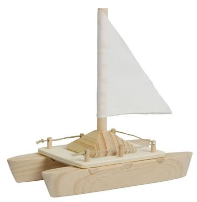 Bausatz Katamaran Holz Basteln Bemalen Spielen für Kinder Boot Schiff Segelboot - Bild 1 von 4