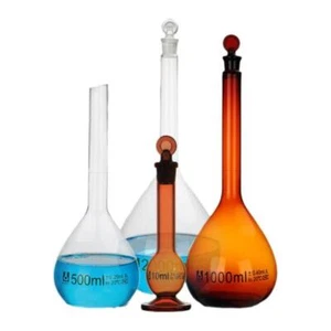 5ml-2000ml Transparent Amber Volumetric Flask Lab Glassware Base Joint Stopper - Picture 1 of 13