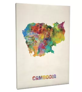 Cambodia Watercolor Map Box Canvas and Poster Print (1028) - Picture 1 of 3