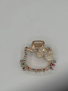 Sanrio Hello Kitty Hair Clip Gold Rhinestone Hair Multi Sparkle Hair Claw NEW - Picture 1 of 6