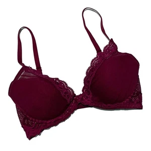 Natori Lightly Padded Raspberry Red with Lace Trim Bra and Underwires, size 32C - Picture 1 of 3