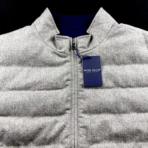 Peter Millar Crown Crafted Wool Reversible Quilted Vest Gray Navy Medium $595 - Picture 1 of 13