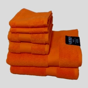 6-teiliges Ralph Lauren Wescott Sommer Ora Orange Bad Handwaschlappen Handtuch Set Neu - Bild 1 von 1