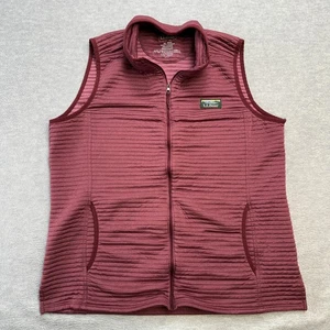 LL Bean Vest Womens XL Maroon Airlight Knit Lightweight Jacket Travel Hiking - Picture 1 of 7