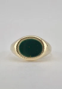 Antique Victorian European 9k Yellow Gold Bloodstone Signet Men's Ring - Picture 1 of 9