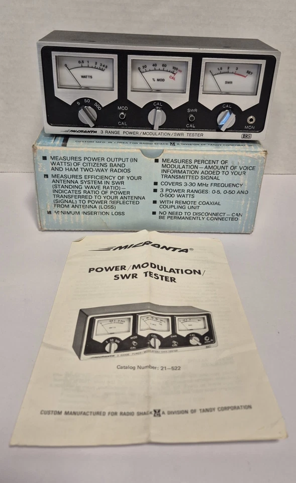 Micronta Radio Shack 21-522 Power/Modulation/SWR Tester 3 Range Meter Amateur CB - Image 1 of 4