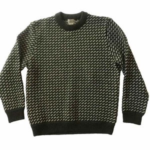 VTG LL Bean Sweater Chunky Mens XL Green Nordic Birdseye Wool Norway Fisherman - Picture 1 of 8