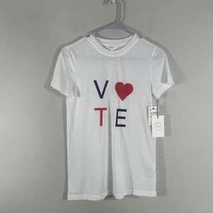 Nordstrom 1901 Vote Heart Short Sleeve T Shirt Women's Size XS White Graphic Tee - Picture 1 of 6