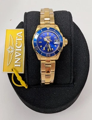 Reloj para mujer Invicta Pro Diver 8944 tono dorado esfera azul pequeño 24,5 mm mini Foto 1 de 2